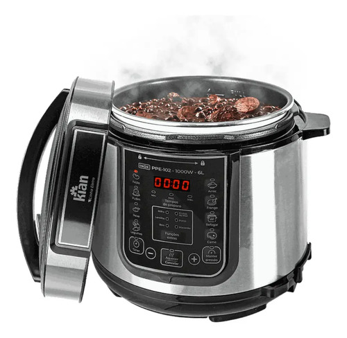 Panela De Pressão Elétrica Ppe-102 6l, Kian, Inox -