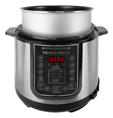Panela De Pressão Elétrica Ppe-102 6l, Kian, Inox -