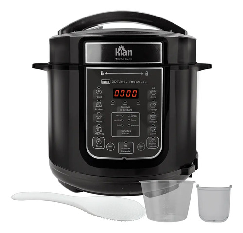 Panela De Pressão Elétrica Ppe-102 6l, Kian, Preto -