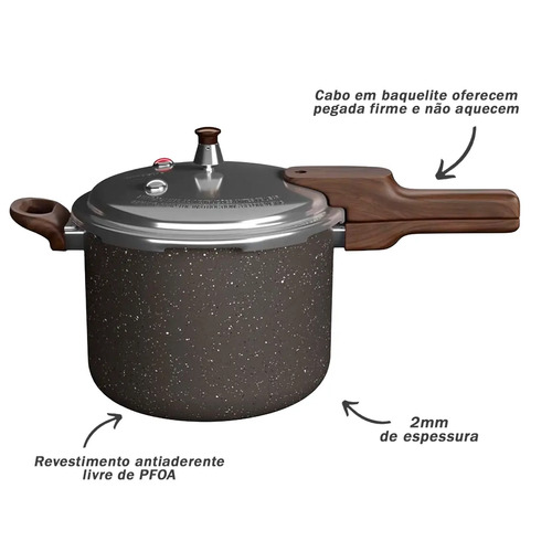 Panela De Pressão Fechamento Externo Presscook Grafito 4,2l - Mimo Style