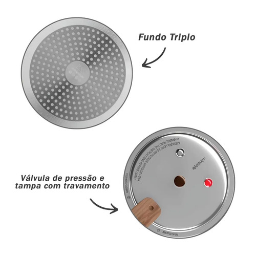 Panela De Pressão Fechamento Externo Presscook Grafito 4,2l - Mimo Style