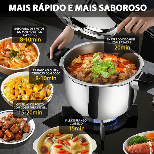 Panela De Pressão Inox 5 Litros Fundo Triplo Cor Prateado