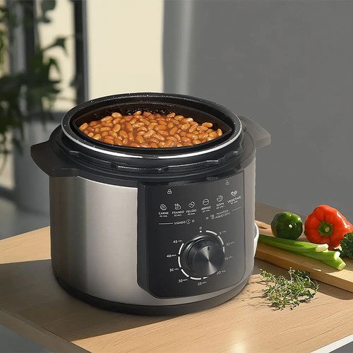 Panela De Pressão Mecânica Preta E Inox 4l Midea Cor Cinza