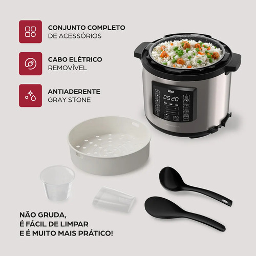 Panela De Pressão WAP WPPE1 Elétrica 6 Litros Com Painel Digital