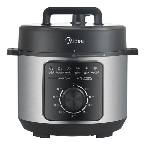 Panela eletrica mecanica pressao 4l preta e inox midea