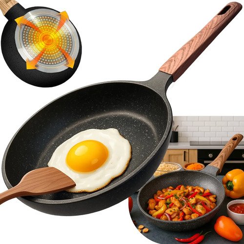 Panela frigideira ceramica de inducao e gas compacta profiss