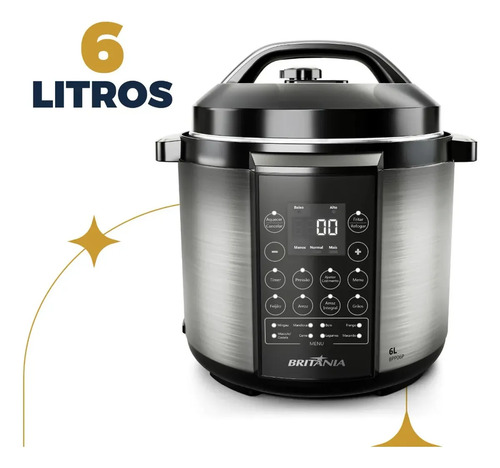 Panela pressao britania bpp06p preto com inox
