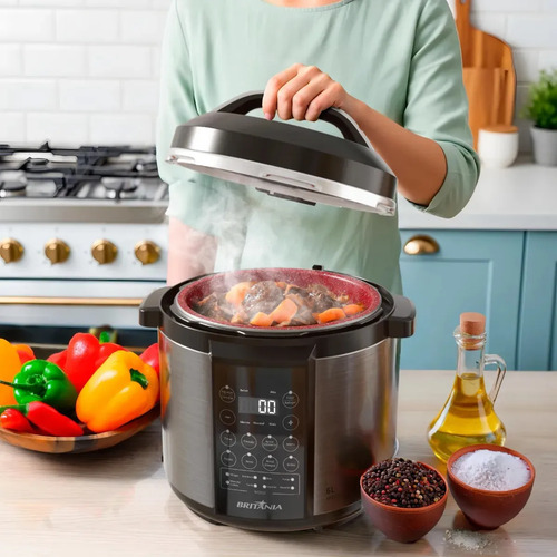 Panela Pressão Britânia Bpp06p Preto Com Inox
