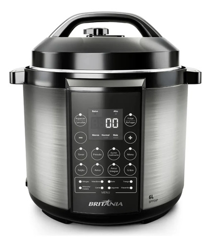 Panela Pressão Britânia Bpp06p Preto Com Inox
