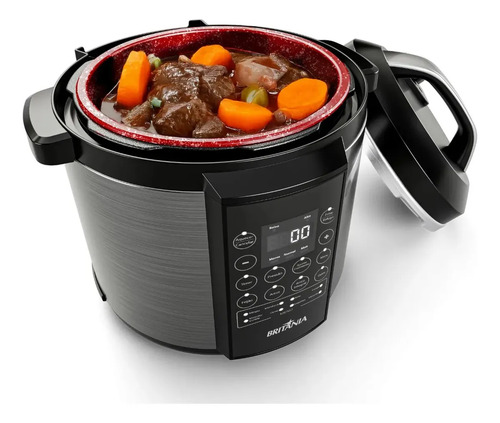 Panela Pressão Britânia Bpp06p Preto Com Inox