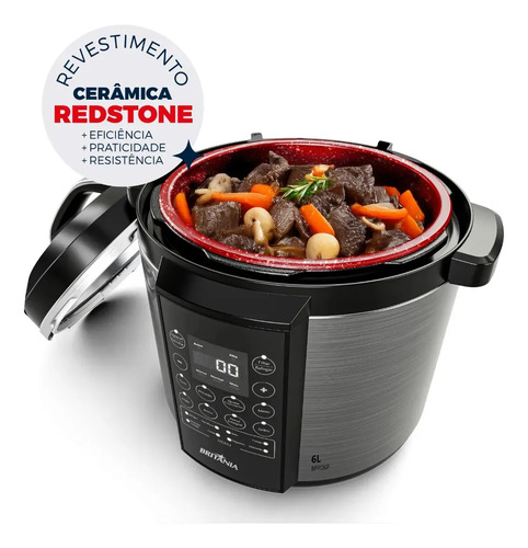 Panela Pressão Britânia Bpp06p Preto Com Inox