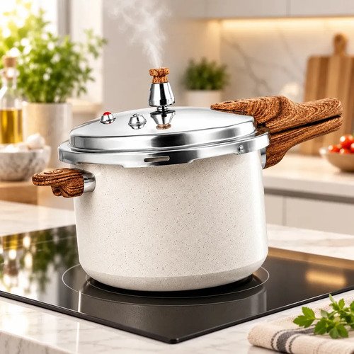 Panela Pressão Cerâmica Antiaderente 4,2 Litros Indução e Fogão Tradicional 4 Válvulas De Segurança Starhouse