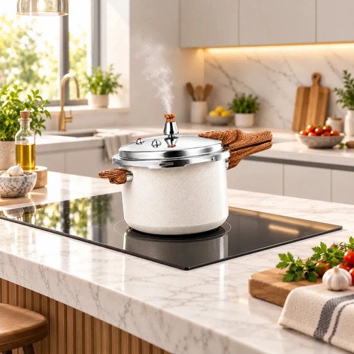 Panela Pressão Cerâmica Antiaderente 4,2 Litros Indução e Fogão Tradicional 4 Válvulas De Segurança Starhouse