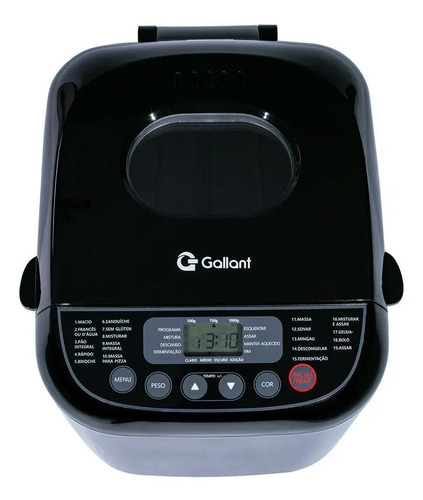 Panificadora 19 Programas Gallant 600w Preta