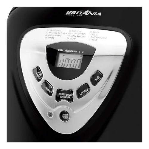 Panificadora Multipane 12P Com Função Timer e Antiaderente Potência de 550W Cor Preto Britânia