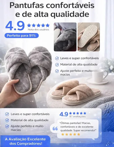 Pantufa Feminina Chinelo De Quarto Macio E Aconchegante