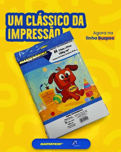 Papel Fotográfico 180g Glossy A4 Masterprint Kit 200 Folhas