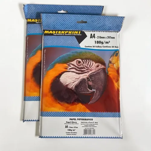 Papel Fotográfico A4 Glossy 180g 100 Folhas Masterprint