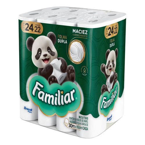 Papel Higiênico Familiar Folha Dupla 24 Rolos