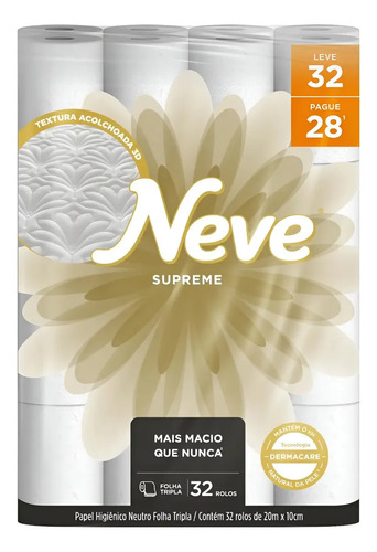Papel higienico neve supreme folha tripla leve 32 pague 28