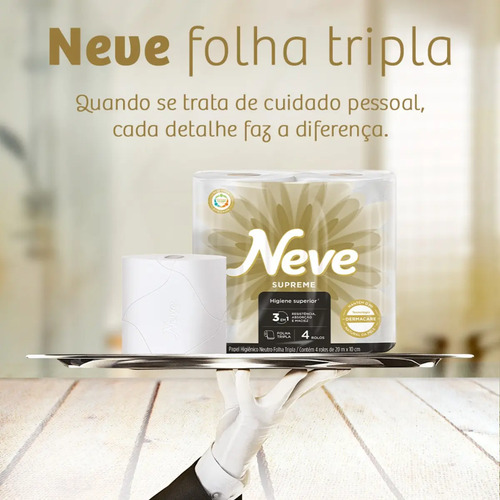 Papel Higiênico Neve Supreme Folha Tripla Leve 32 Pague 28
