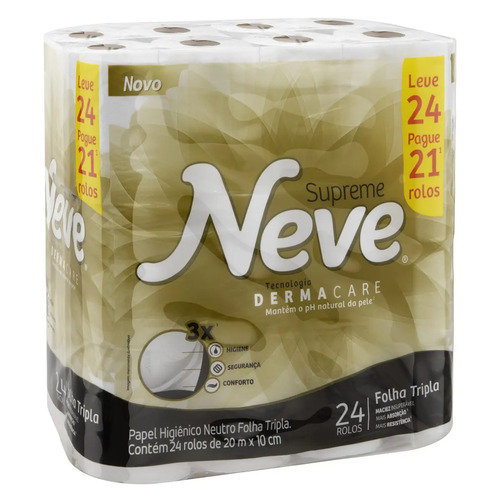 Papel higienico supreme folha tripla 24 rolos neve