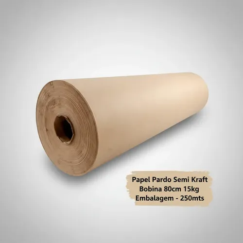 Papel Pardo Semi Kraft Bobina 80cm 15kg Embalagem - 250mts