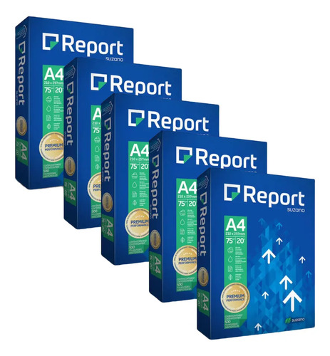 Papel Sulfite A4 75g Premium Report caixa com 5 resmas 2500 folhas cor branco