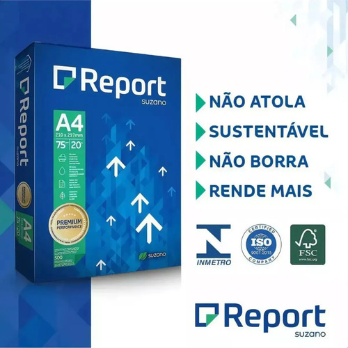 Papel Sulfite A4 75g Premium Report caixa com 5 resmas 2500 folhas cor branco
