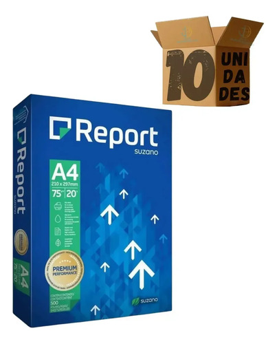 Papel Sulfite A4 Suzano Premium Report 75g Caixa C/10 Resmas