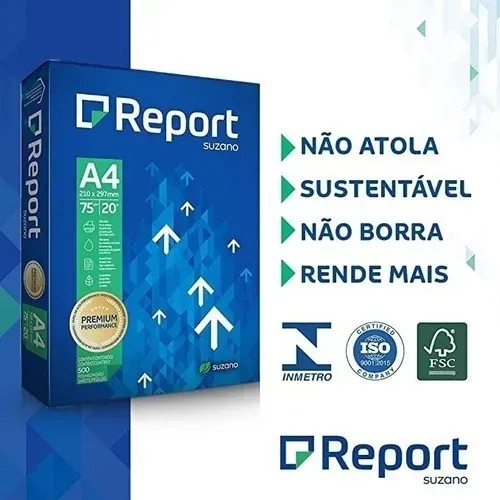 Papel Sulfite A4 Suzano Premium Report 75g Caixa C/10 Resmas