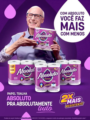 Papel Toalha Absoluto Multiuso 360 Folhas Com 3 Unidades