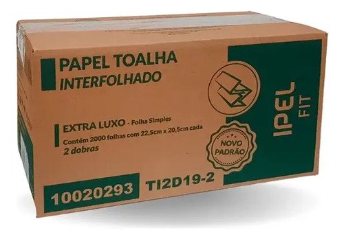 Papel Toalha Interfolha Folha Dupla 22,5x20,5cm Luxo 2000fls