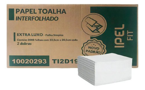 Papel Toalha Interfolha Folha Dupla 22,5x20,5cm Luxo 2000fls