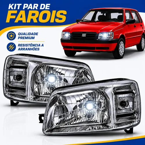 Par farol fiat uno mille fire economy cromado 2004 ate 2013