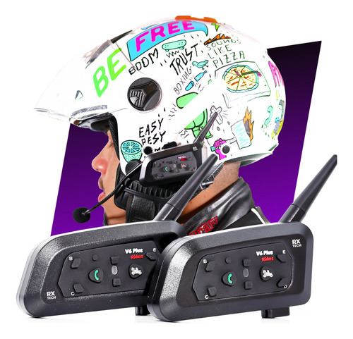 Par intercomunicador v6 plus capacete comunicador sem fio bl