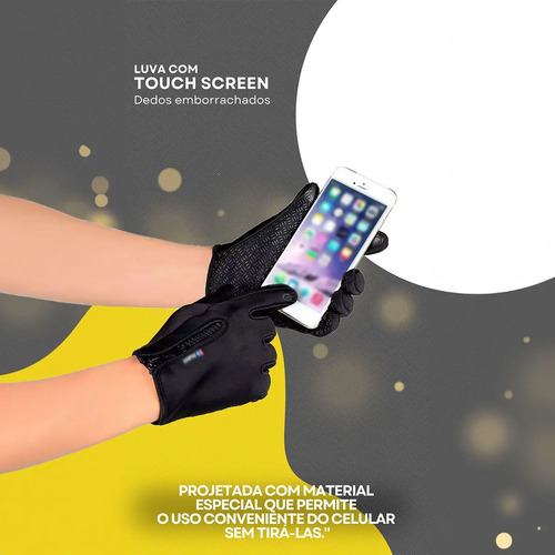 Par Luva Motoqueiro Térmica E Impermeável Com Touch Screen Cor Preto Tamanho Único