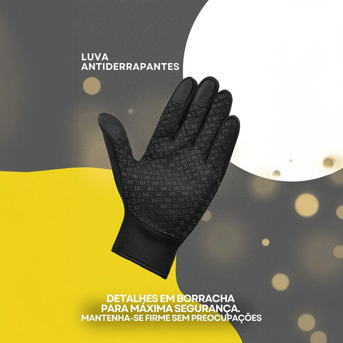 Par Luva Motoqueiro Térmica E Impermeável Com Touch Screen Cor Preto Tamanho Único