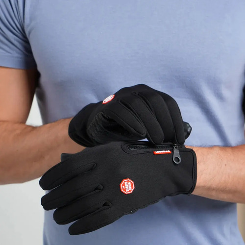 Par Luva Motoqueiro Térmica E Impermeável Com Touch Screen Cor Preto Tamanho Único