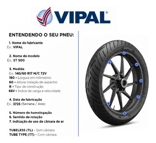 Par Pneu Moto Vipal 110/90-17 + 90/90-19 Tr300 Bros 160 150