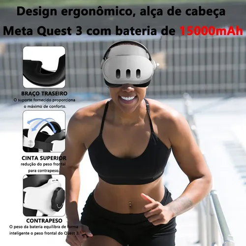 Para Oculus Quest 3/3s Faixa De Cabeça Com Baterias De 15000