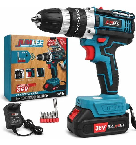 Parafusadeira e furadeira a bateria 36v sem fio bivolt azul