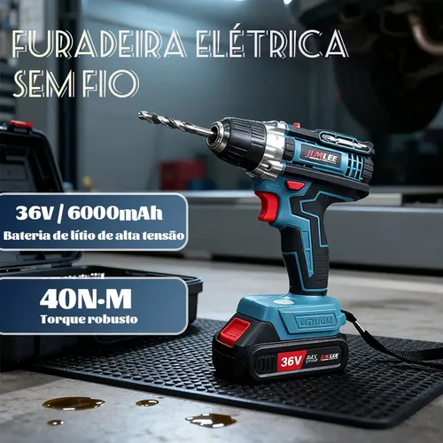 Parafusadeira E Furadeira À Bateria 36v Sem Fio Bivolt Azul-celeste 50hz/60hz 127/220v