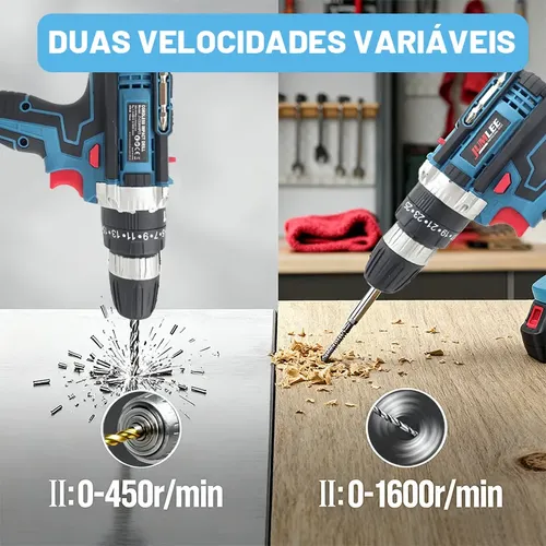 Parafusadeira E Furadeira À Bateria 36v Sem Fio Bivolt Azul-celeste 50hz/60hz 127/220v