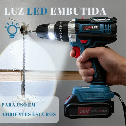 Parafusadeira E Furadeira À Bateria 36v Sem Fio Bivolt Azul-celeste 50hz/60hz 127/220v