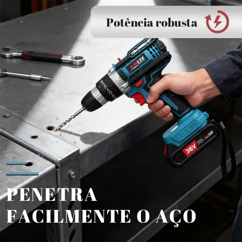 Parafusadeira E Furadeira À Bateria 36v Sem Fio Bivolt Azul-celeste 50hz/60hz 127/220v