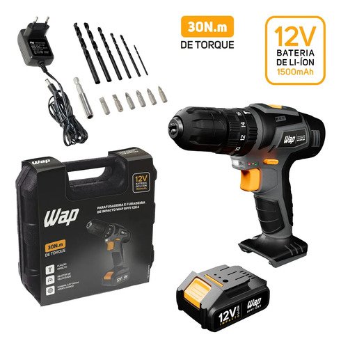 Parafusadeira e furadeira com impacto wap bpfi 12k4 com led