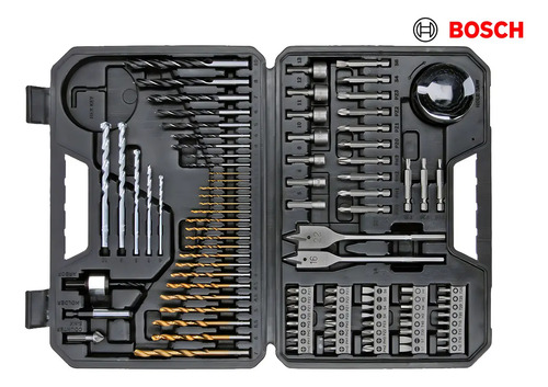 Parafusadeira E Furadeira De Impacto A Bateria 18v Bosch Gsb 183-li Maleta Com Kit Brocas E Bits Profissional 103 Peças