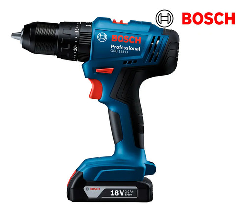Parafusadeira E Furadeira De Impacto A Bateria 18v Bosch Gsb 183-li Maleta Com Kit Brocas E Bits Profissional 103 Peças