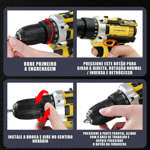 Parafusadeira Furadeira 2 Recarregáveis Baterias 48v Maleta